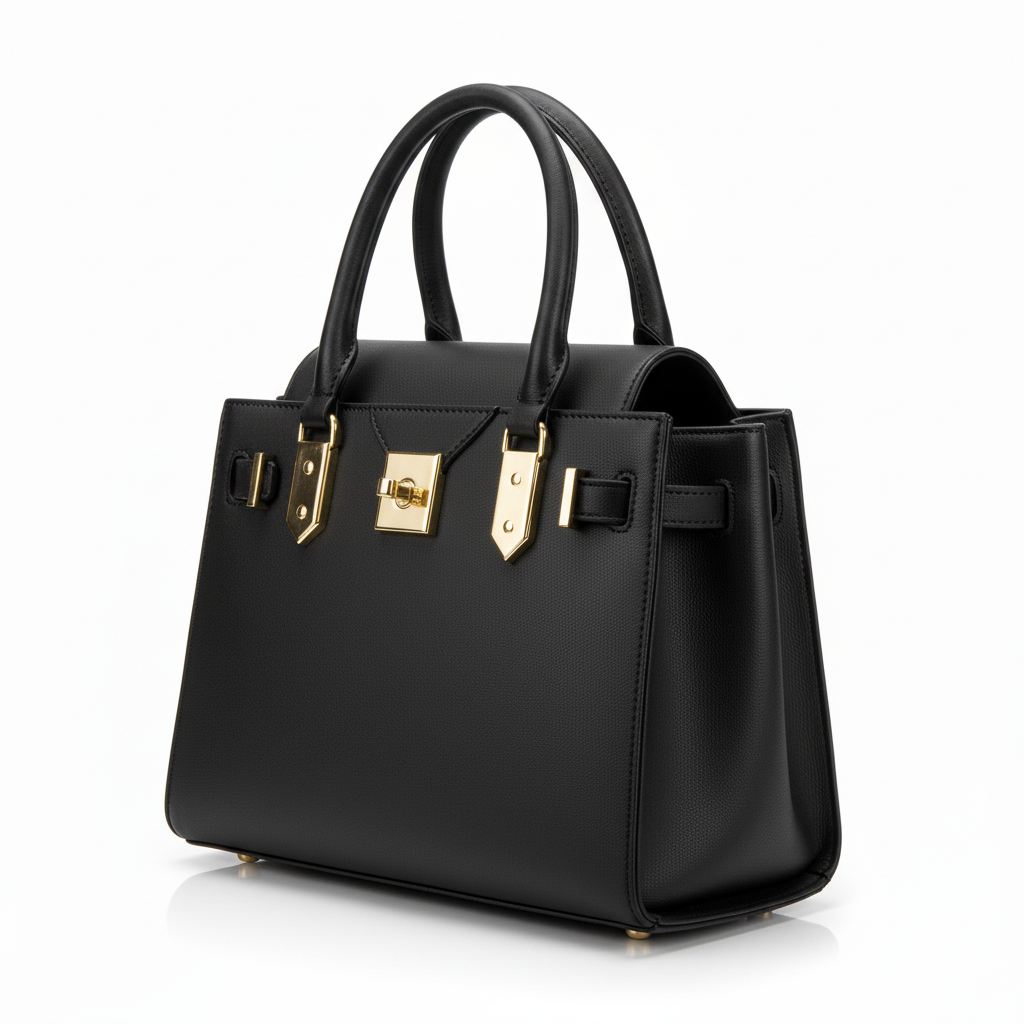Leather Handbag – Jet Black